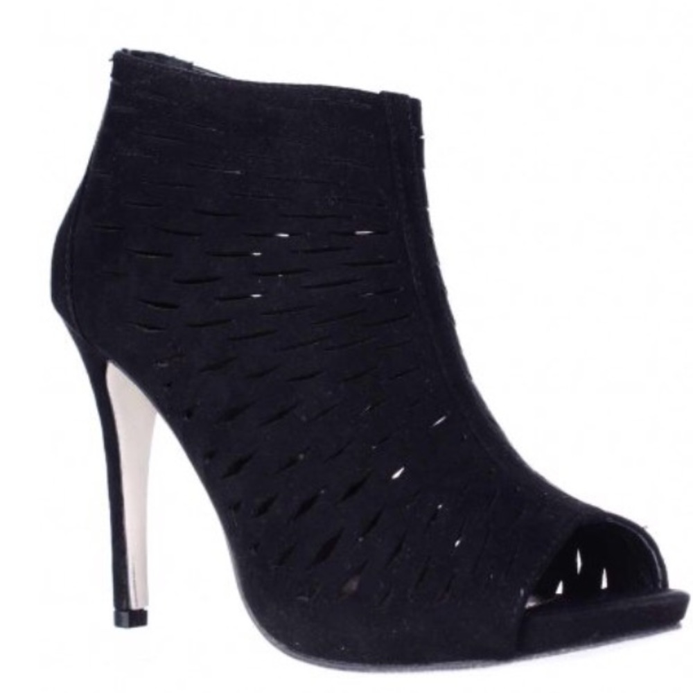 Madden Girl black suede rockella high heel booties